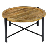Sophia - Table d'appoint - tabac - bois de manguier recyclé et métal - ø75cm